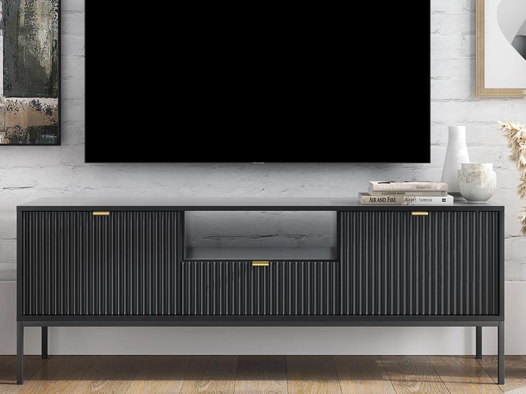 Meuble TV Avec 2 Portes, 1 Tiroir Et 1 Niche - Noir - LIOUBA De Pascal MORABITO – Image 2