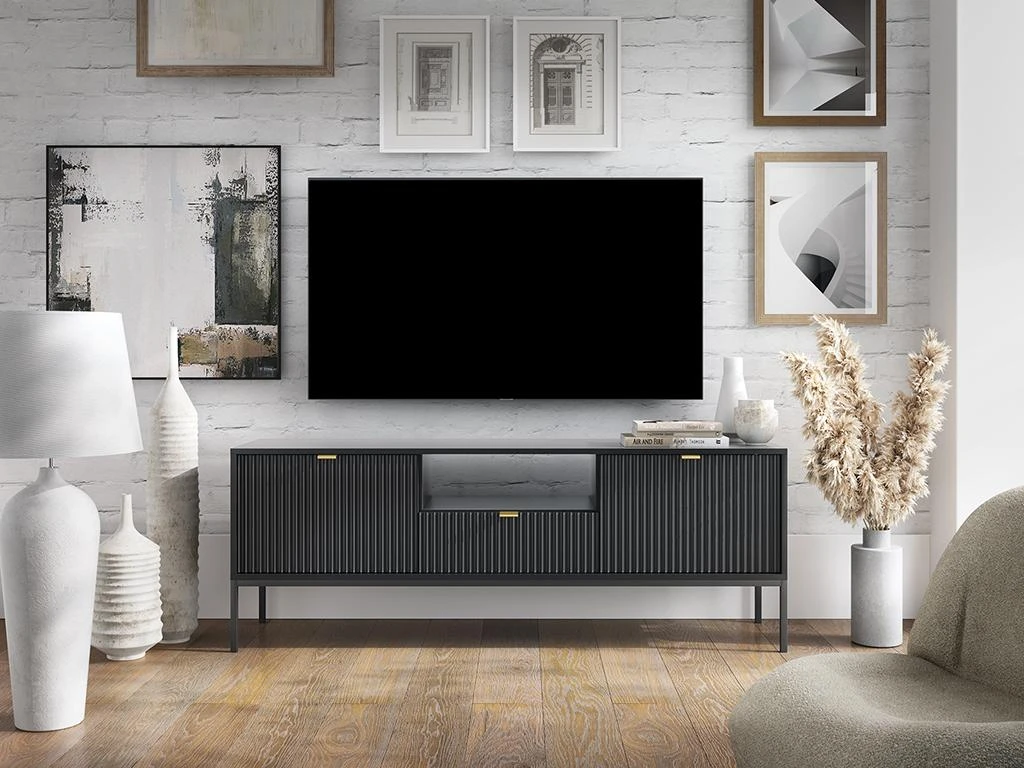 Meuble TV Avec 2 Portes, 1 Tiroir Et 1 Niche - Noir - LIOUBA De Pascal MORABITO