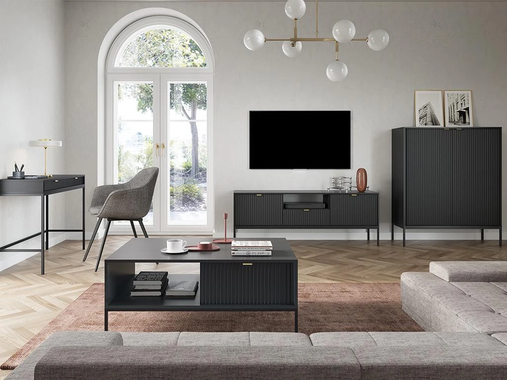 Meuble TV Avec 2 Portes, 1 Tiroir Et 1 Niche - Noir - LIOUBA De Pascal MORABITO – Image 5