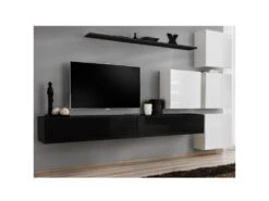Meuble TV Mural Design "Switch IX" 310cm Noir & Blanc