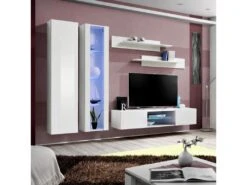 Meuble TV Mural Design "Fly LXXXVIII" 260cm Blanc