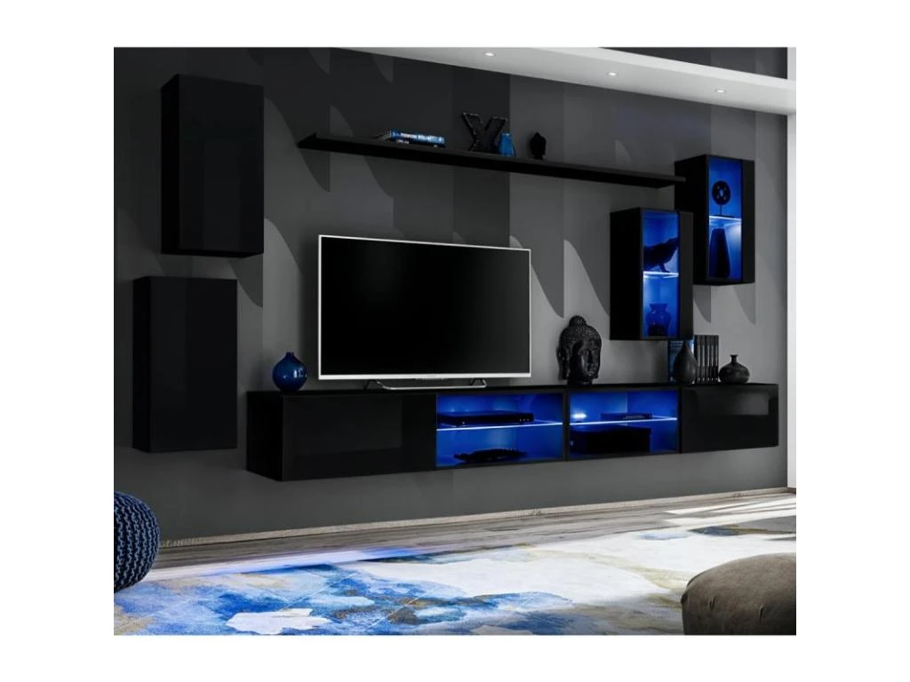Ensemble Meuble TV Design "Switch XXV" 280cm Noir