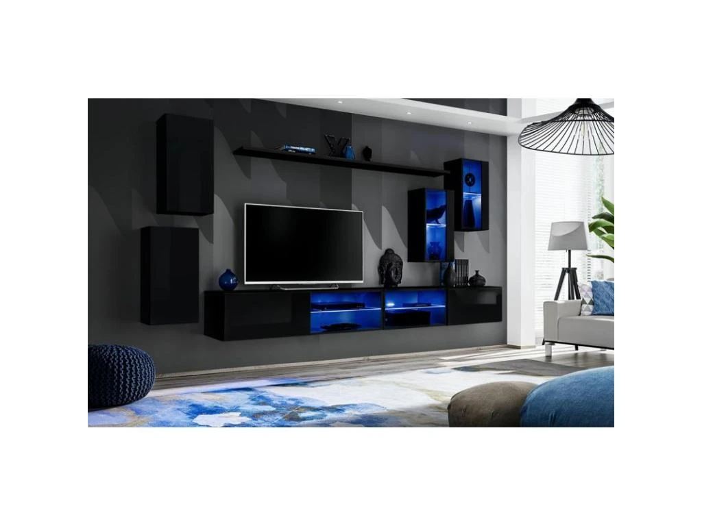 Ensemble Meuble TV Design "Switch XXV" 280cm Noir – Image 2