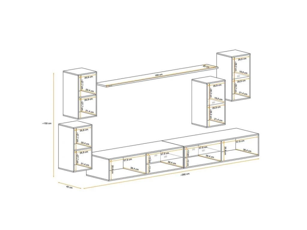 Ensemble Meuble TV Design "Switch XXV" 280cm Noir – Image 4