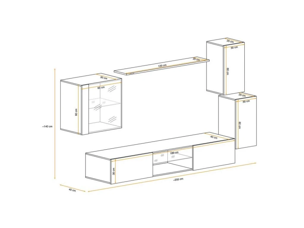 Ensemble Meuble TV "Switch XXIII" 250cm Gris & Naturel – Image 3