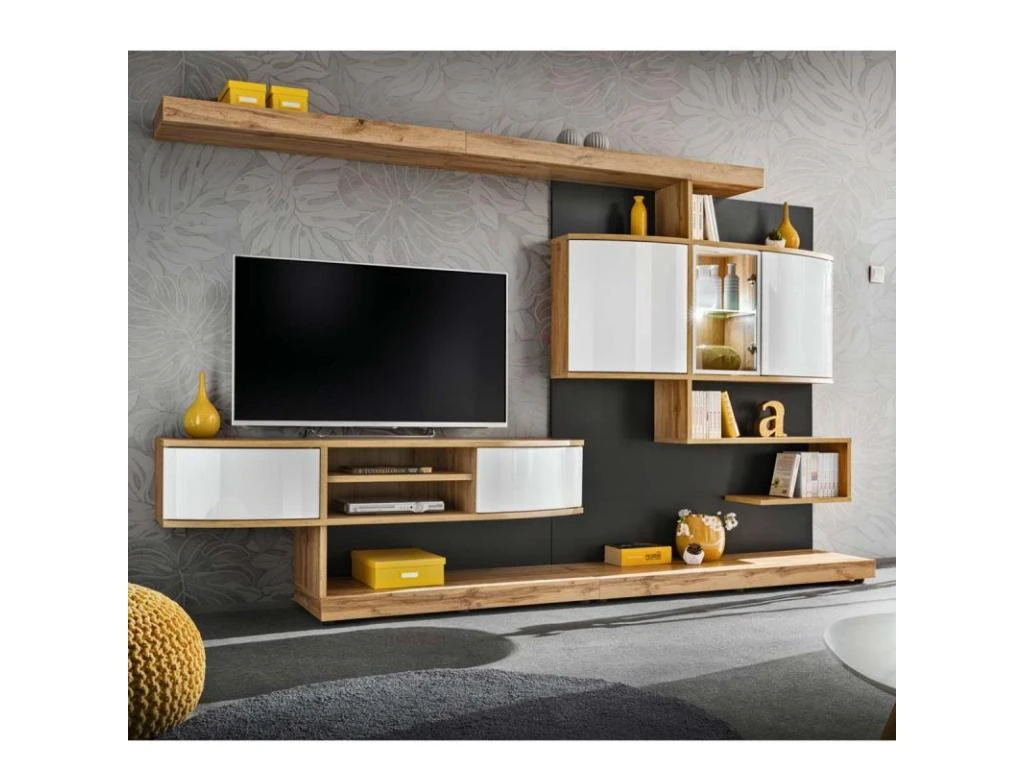 Ensemble Meuble TV "Palermo" 300cm Naturel & Anthracite