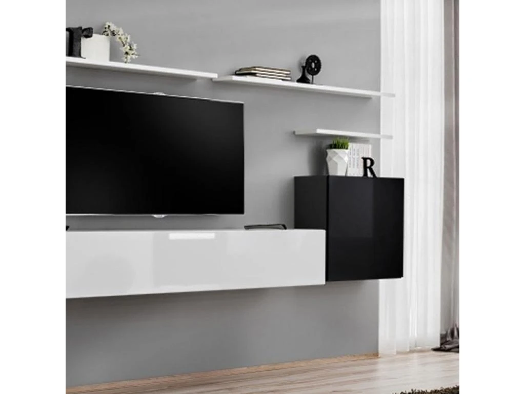 Meuble TV Mural Design "Switch I" 330cm Noir & Blanc – Image 3
