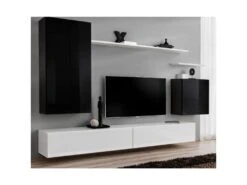 Meuble TV Mural Design "Switch II" 270cm Noir & Blanc
