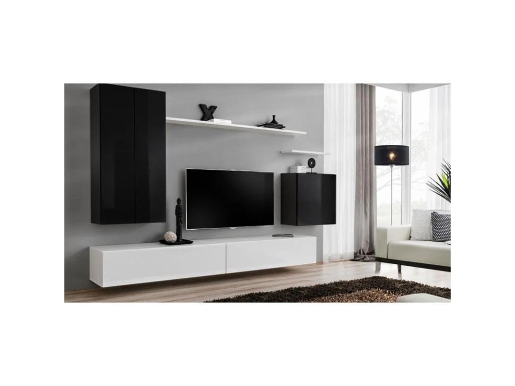 Meuble TV Mural Design "Switch II" 270cm Noir & Blanc – Image 2