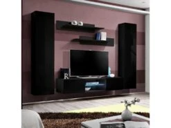 Meuble TV Mural Design "Fly XXVIII" 260cm Noir