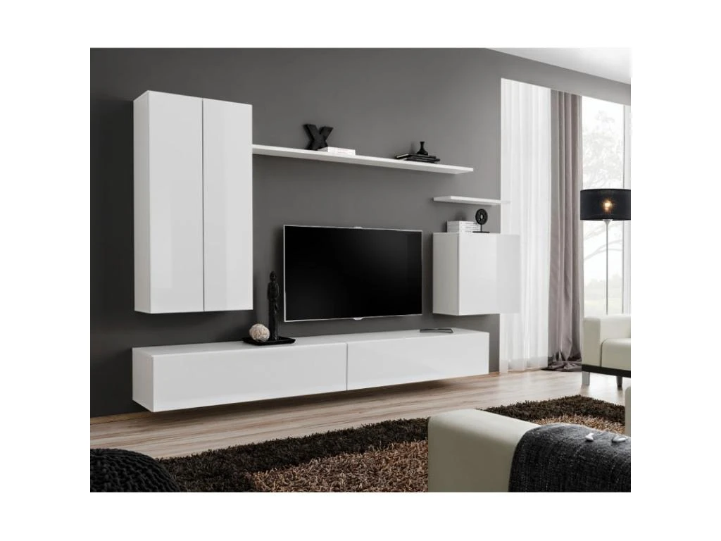 Meuble TV Mural Design "Switch II" 270cm Blanc – Image 2