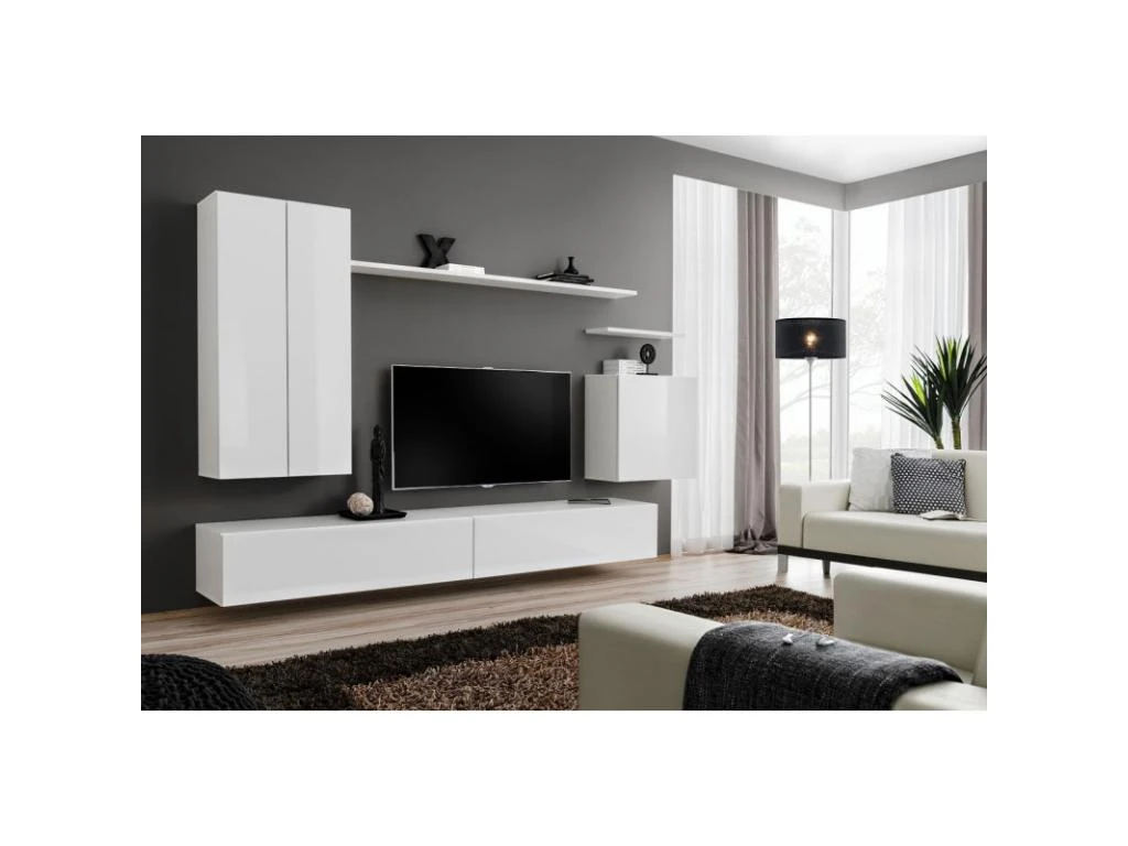 Meuble TV Mural Design "Switch II" 270cm Blanc – Image 5