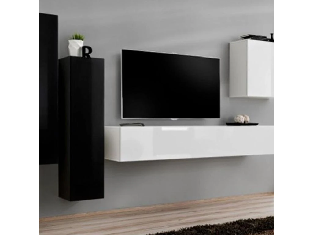 Meuble TV Mural Design "Switch III" 330cm Noir & Blanc