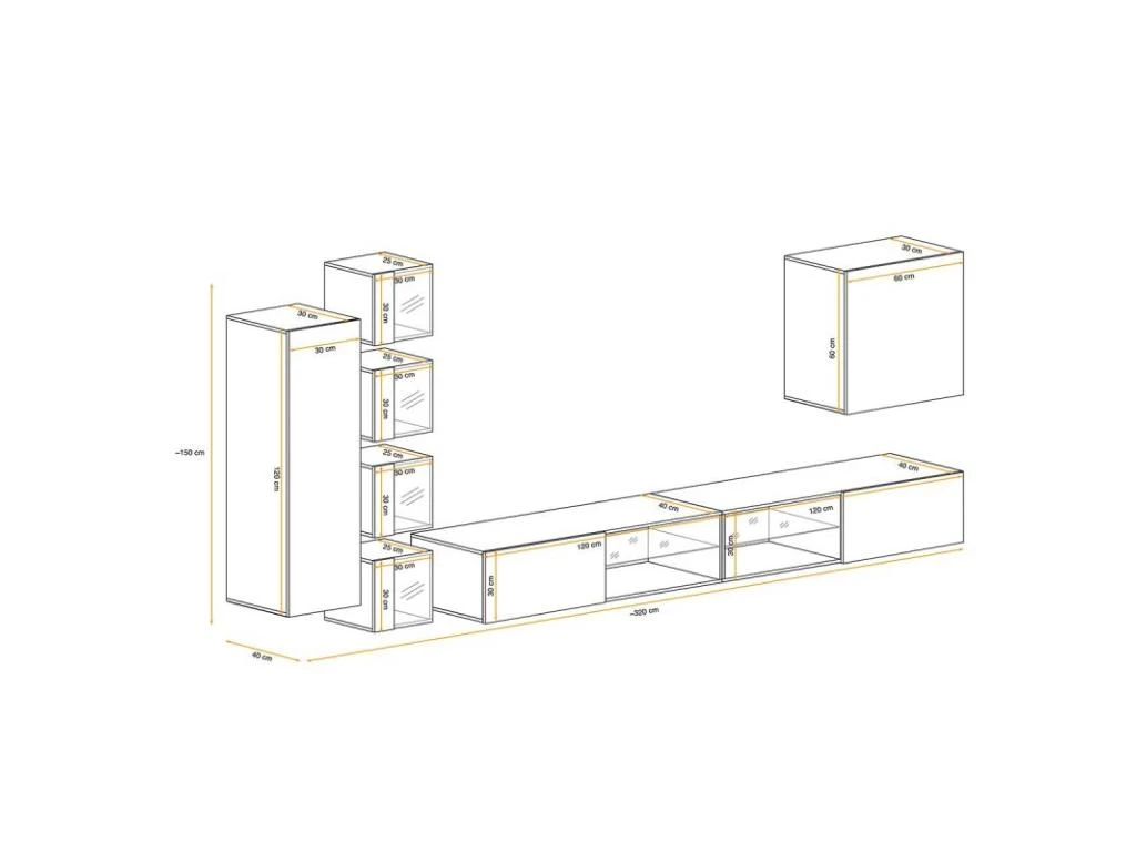 Ensemble Meuble TV "Switch XXVI" 320cm Gris – Image 3
