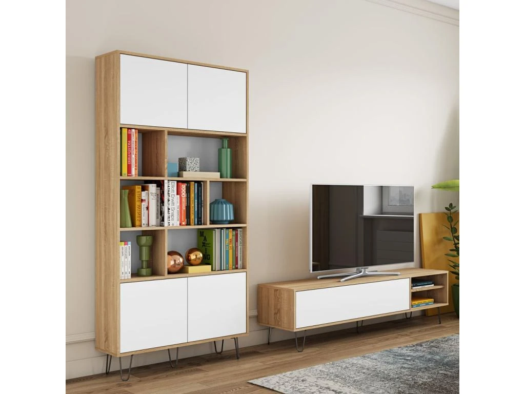 Meuble TV AERO - Chêne Naturel Et Blanc - TEMAHOME – Image 2