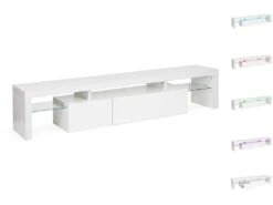 Meuble TV LED "Tina" Laqué - Blanc