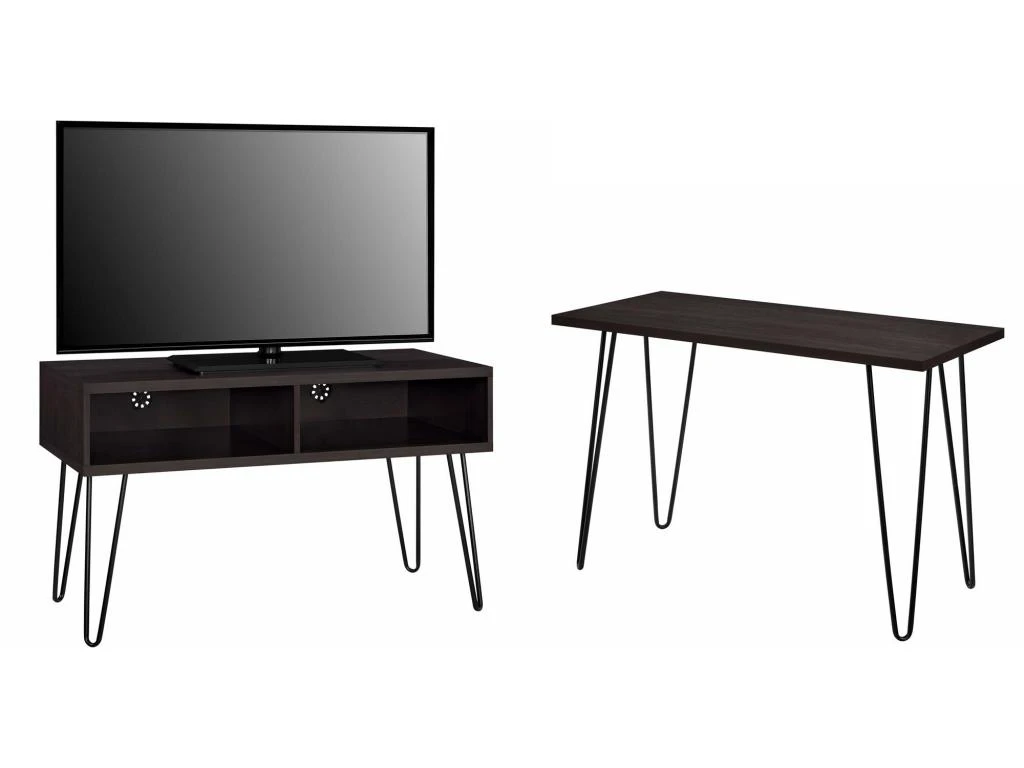 Meuble TV En Panneaux De Particules Stratifiés Marron – Image 3