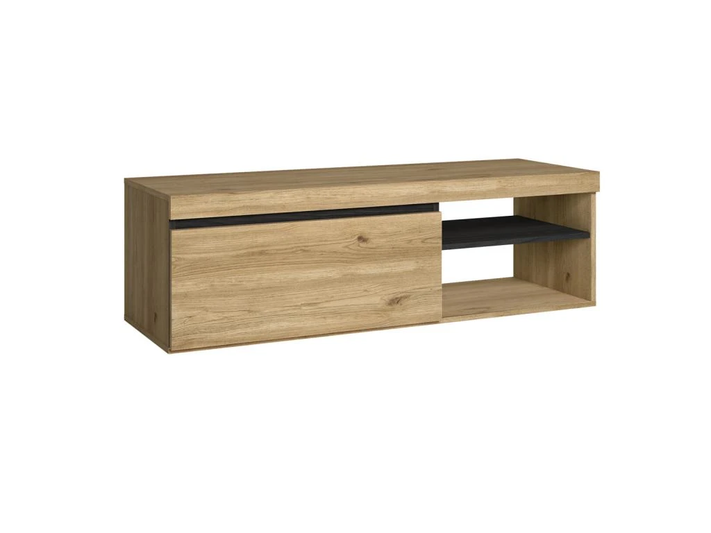 Meuble TV Mod.NATURALE ''Chene/Noir'', 1 Porte Et 2 Logements, Salon-sejour, 120x40x41cm – Image 2