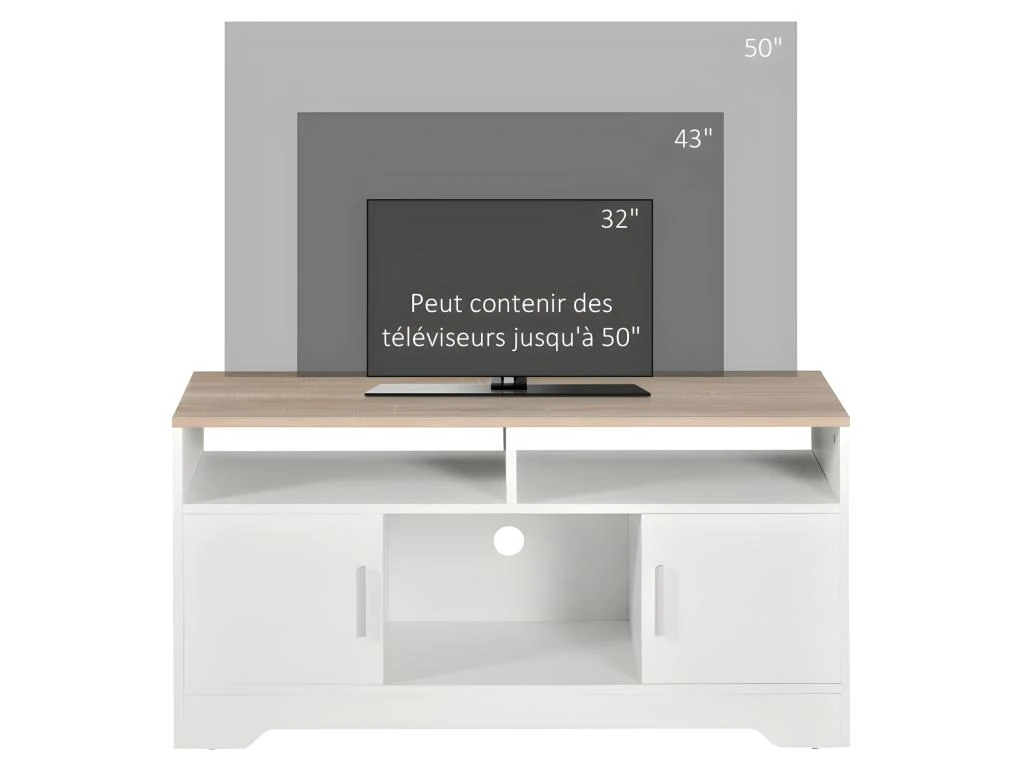 Meuble Tv SEGOVIE Blanc Et Bois – Image 4