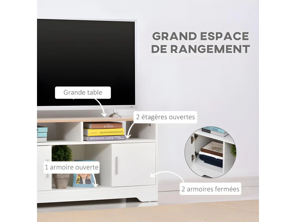 Meuble Tv SEGOVIE Blanc Et Bois – Image 5