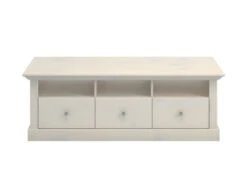 Alonso Meuble TV 3 étagères, 3 Tiroirs, White Washed.