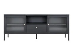 Dalby Table TV 2 Portes En Verre, 1 Tiroir, 1 Tablette Noir.