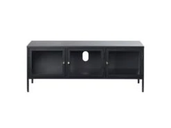 Carmel Meuble TV 3 Portes En Verre Noir.