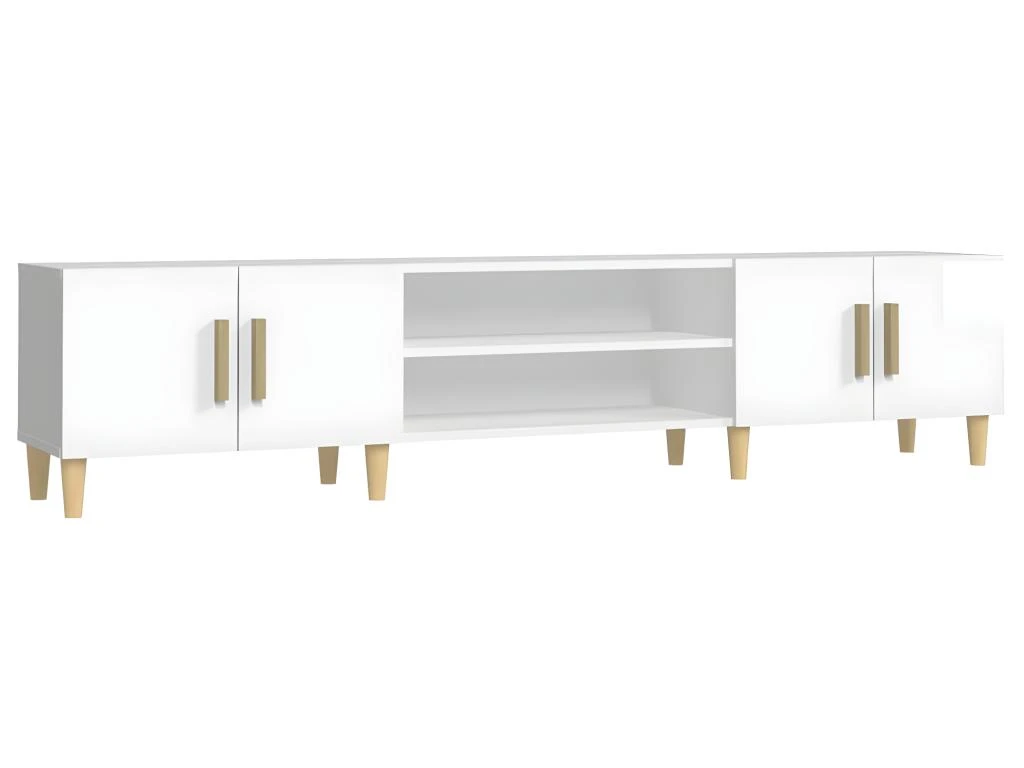 Meuble TV Blanc Brillant 180x31,5x40 Cm Bois D'ingénierie – Image 2