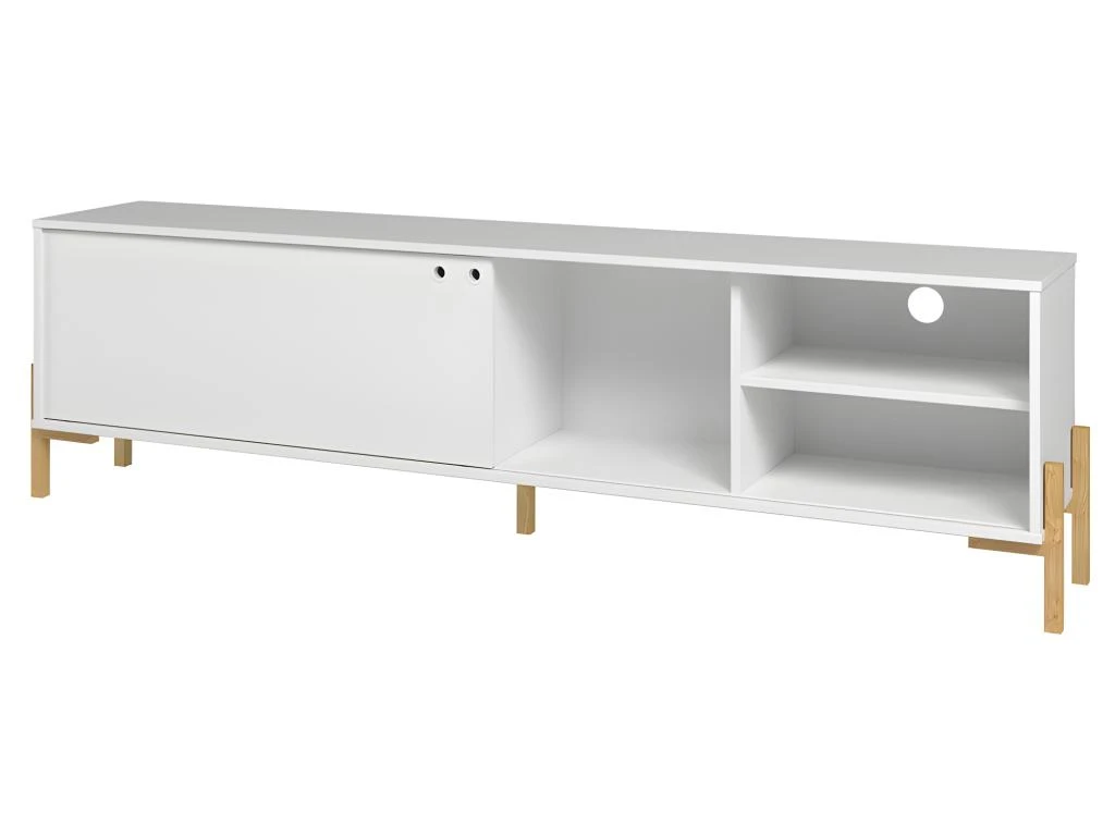 Meuble TV 80 Pouces Blanc 1 Porte Coulissante 4 Niches – Image 5