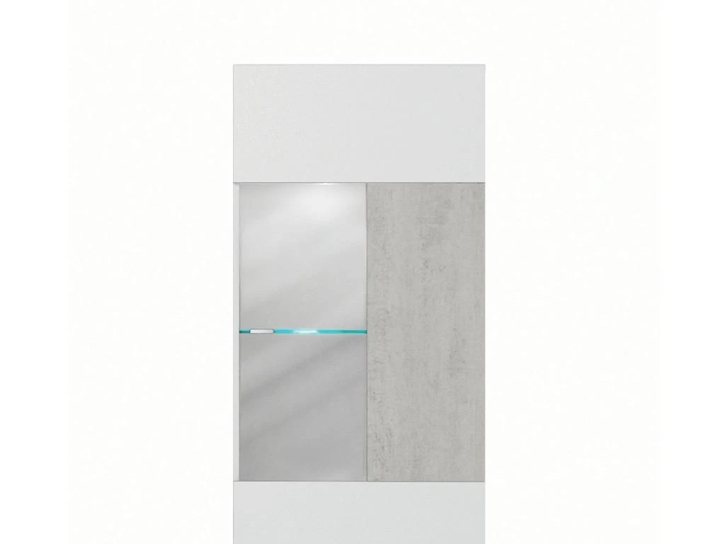 Mur TV COURTNEY Avec Rangements - LEDs - Blanc Avec Portes Aspect Béton – Image 7