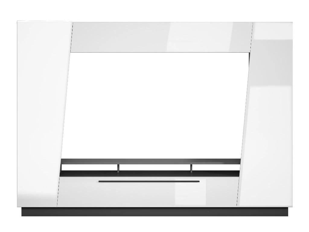 Mur TV CHACE Avec Rangements - LEDs - MDF Laqué Blanc – Image 2