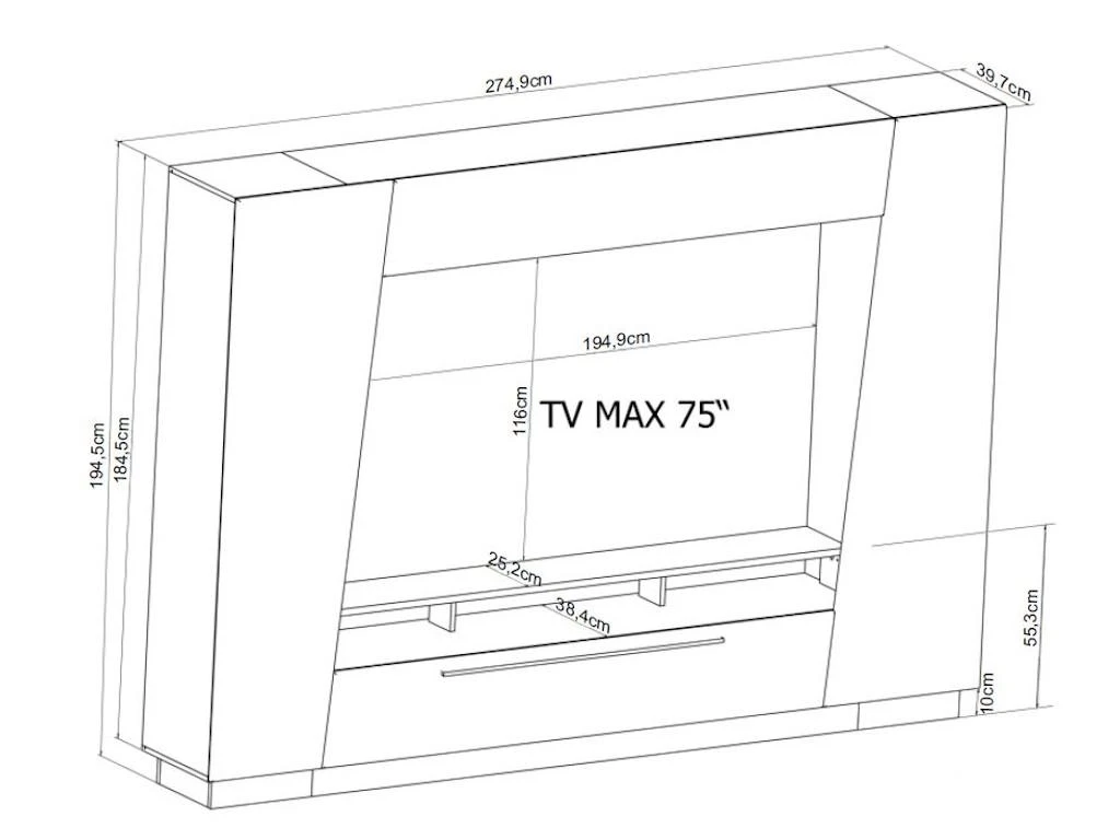 Mur TV CHACE Avec Rangements - LEDs - MDF Laqué Blanc – Image 4