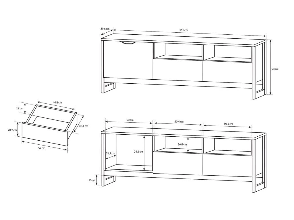 Meuble TV LAONILE - 1 Porte, 2 Tiroir Et 2 Niches - Noyer Et Anthracite – Image 7