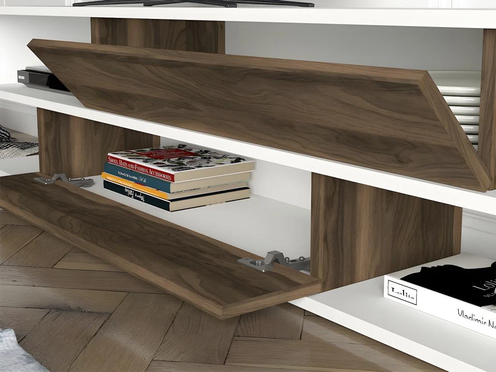 Ensemble TV - 2 Portes - Naturel Et Blanc - MAROFARI – Image 4