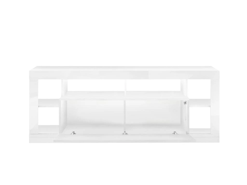 Meuble TV - 1 Porte Et 6 Niches - Avec LEDs - Blanc Laqué - BALKA – Image 6