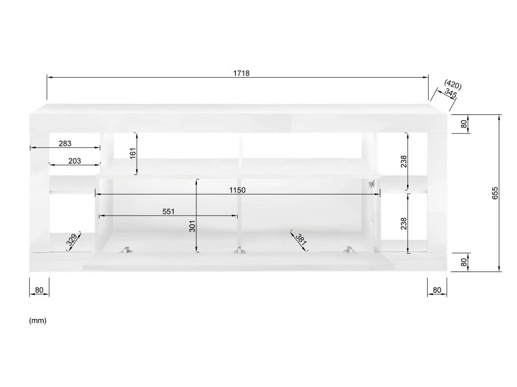 Meuble TV - 1 Porte Et 6 Niches - Avec LEDs - Blanc Laqué - BALKA – Image 5
