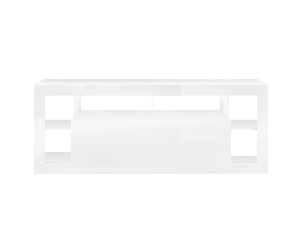 Meuble TV - 1 Porte Et 6 Niches - Avec LEDs - Blanc Laqué - BALKA – Image 4