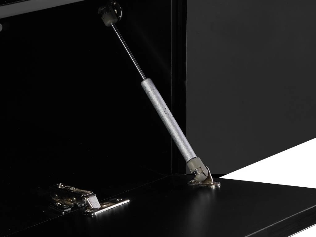 Meuble TV Avec 3 Portes Et 2 Niches - Avec Leds - MDF Laqué - Noir - BANON – Image 10