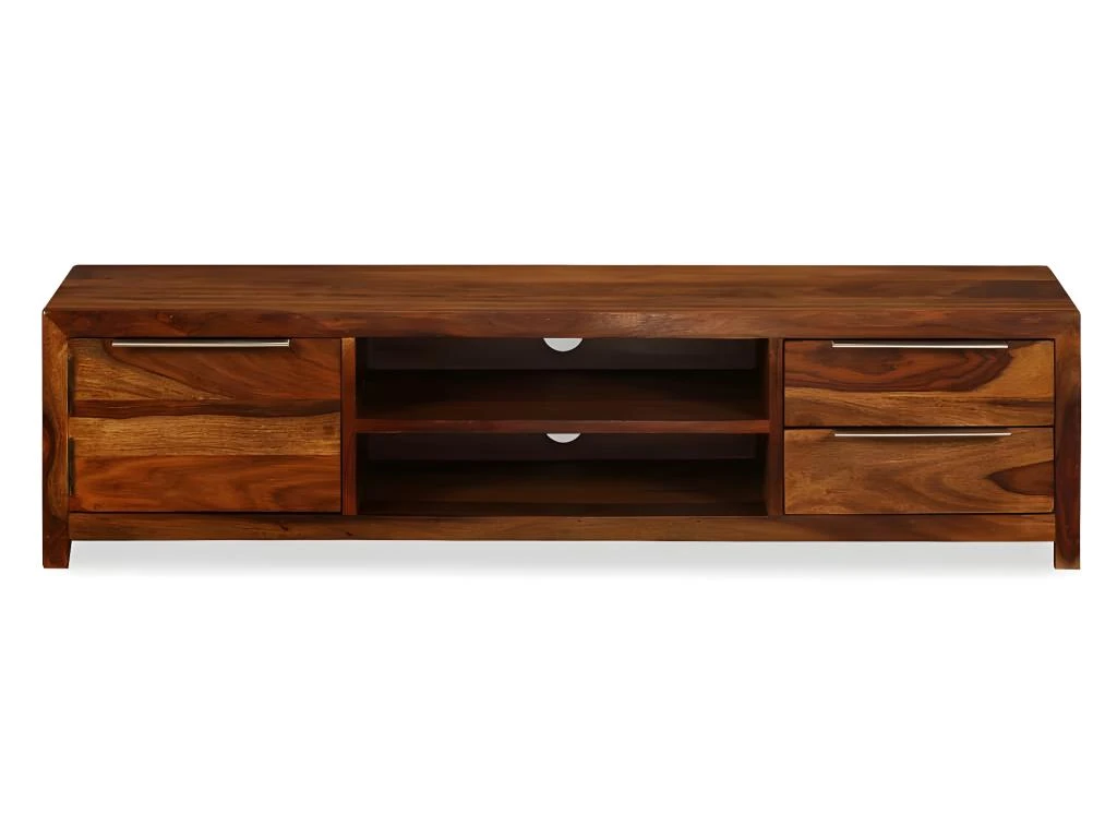 Meuble Télé Buffet Tv Télévision Design Pratique Bois Massif De Sesham 120 Cm 2502175 – Image 3