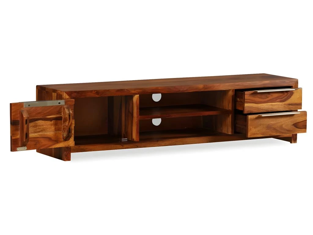 Meuble Télé Buffet Tv Télévision Design Pratique Bois Massif De Sesham 120 Cm 2502175 – Image 4