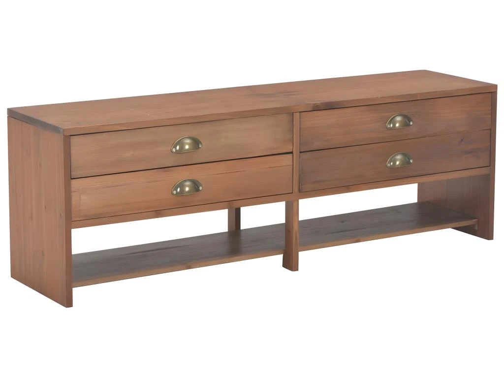 Meuble Télé Buffet Tv Télévision Design Pratique Avec 4 Tiroirs 120 Cm Bois Massif De Sapin 2502101