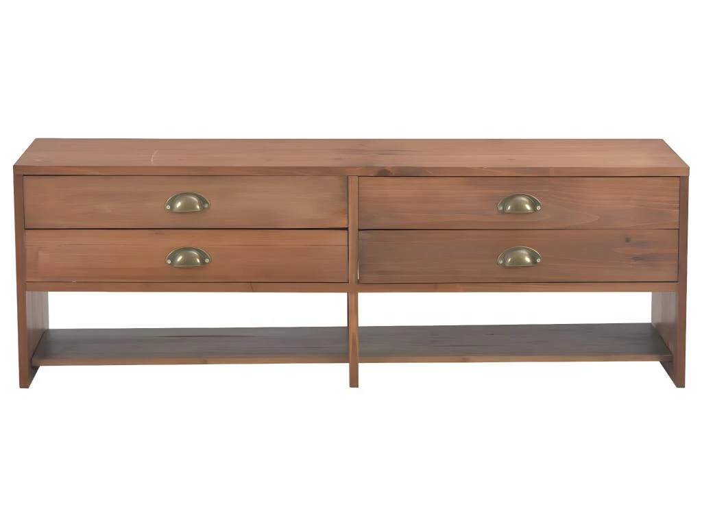 Meuble Télé Buffet Tv Télévision Design Pratique Avec 4 Tiroirs 120 Cm Bois Massif De Sapin 2502101 – Image 2