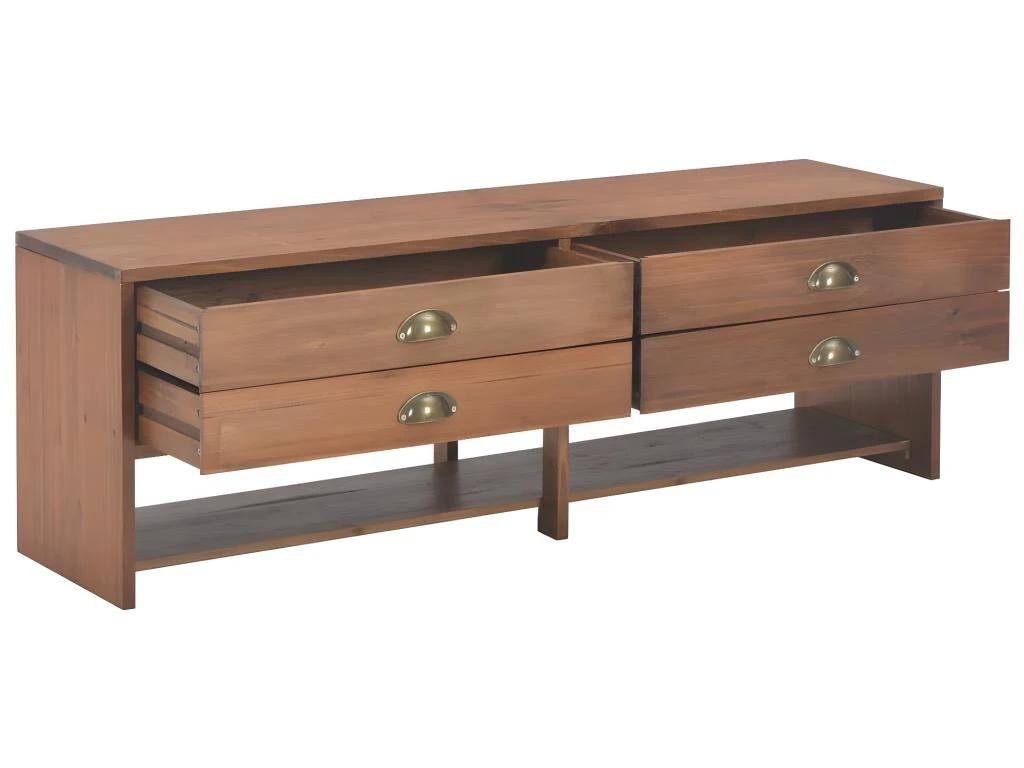 Meuble Télé Buffet Tv Télévision Design Pratique Avec 4 Tiroirs 120 Cm Bois Massif De Sapin 2502101 – Image 4