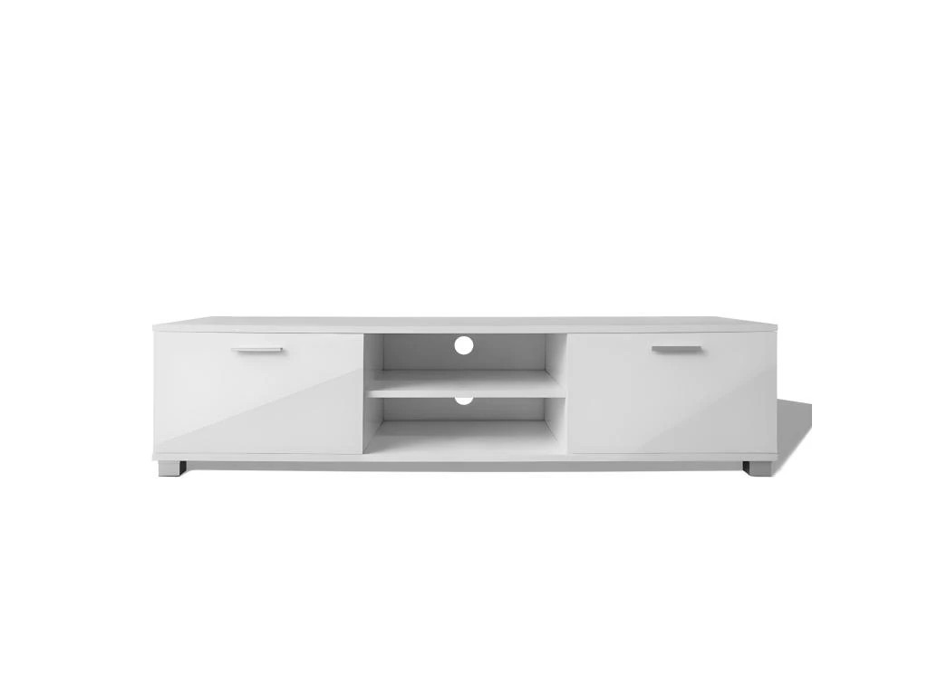 Meuble Télé Buffet Tv Télévision Design Pratique 140 Cm Haute Brillance Blanc 2502057/2 – Image 2