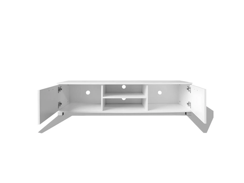 Meuble Télé Buffet Tv Télévision Design Pratique 140 Cm Haute Brillance Blanc 2502057/2 – Image 3