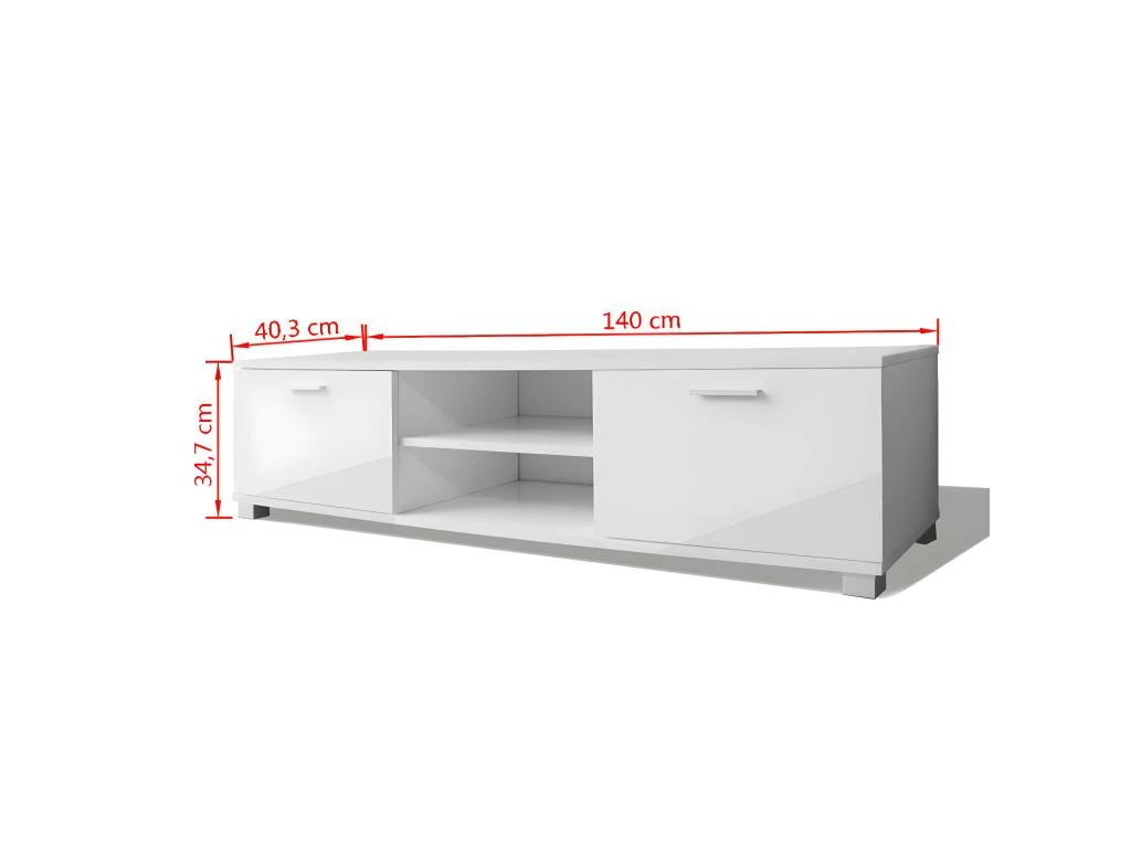 Meuble Télé Buffet Tv Télévision Design Pratique 140 Cm Haute Brillance Blanc 2502057/2 – Image 4
