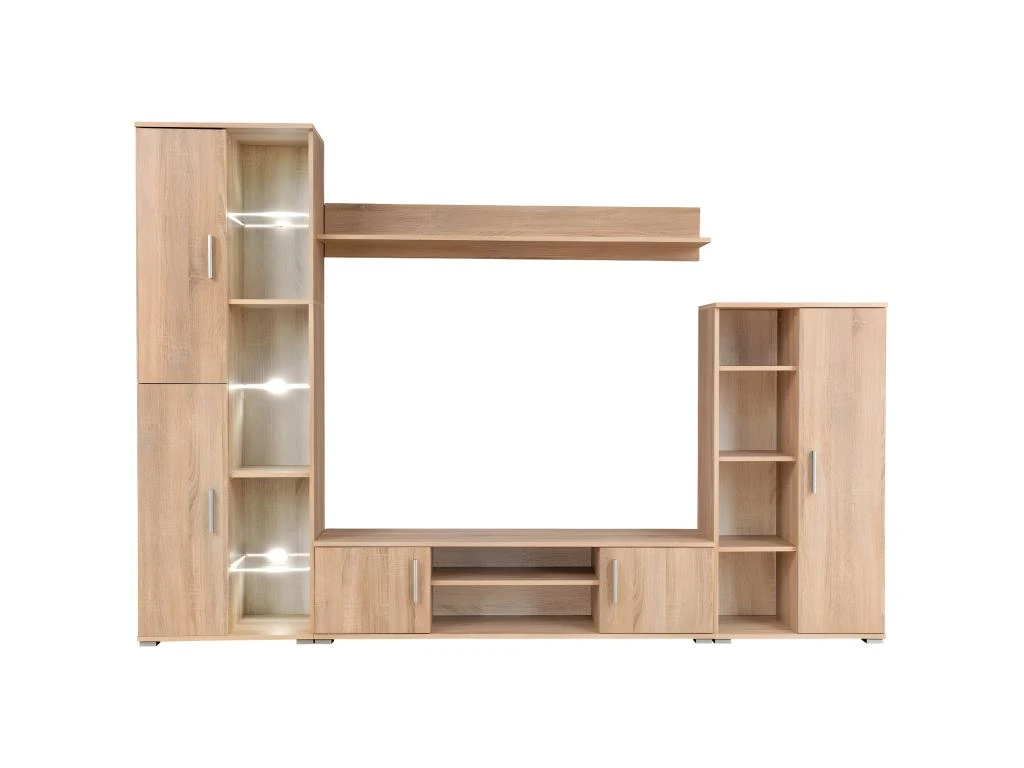 Meuble Télé Buffet TV Télévision Design Pratique Avec Lumières LED Chêne Sonoma Marron 2502054