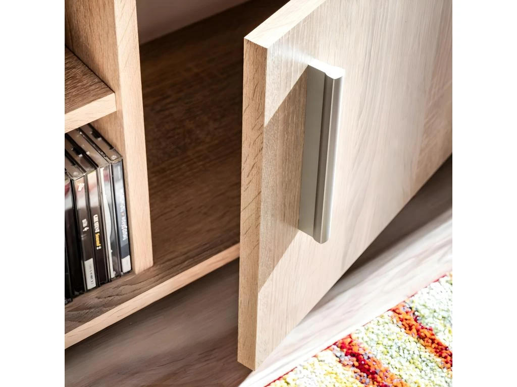 Meuble Télé Buffet TV Télévision Design Pratique Avec Lumières LED Chêne Sonoma Marron 2502054 – Image 2