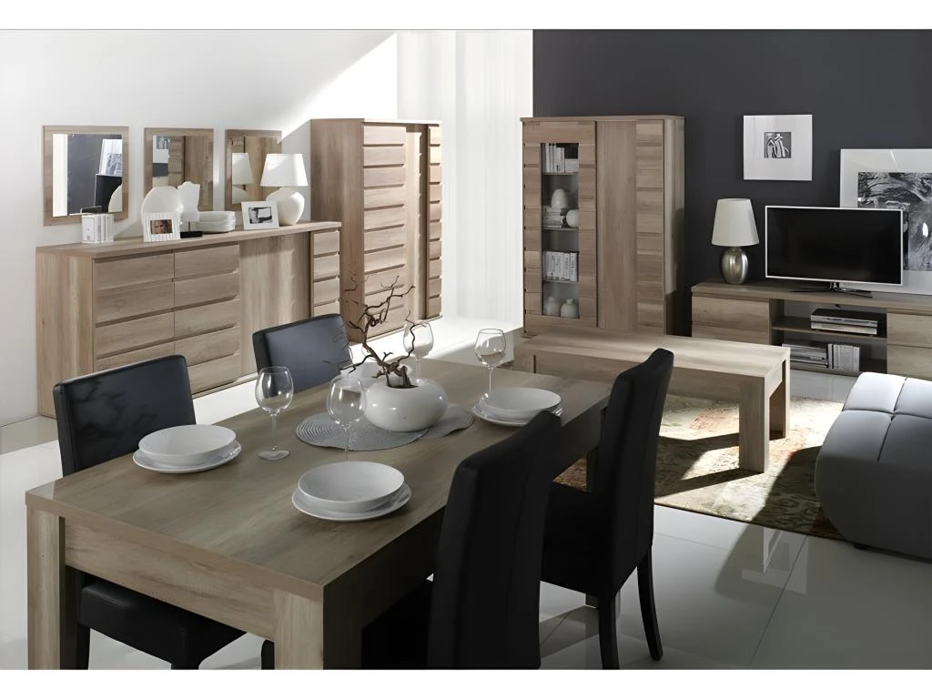 Meuble Tv Design ROMI Couleur Chêne. Idéal Pour Poser Votre Télévision Et Meubler Votre Salon. – Image 2