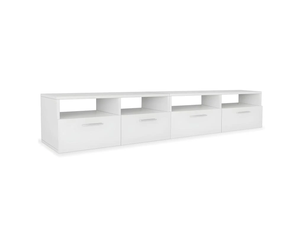 Meuble Télé Buffet Tv Télévision Design Pratique 2 Pcs Aggloméré 95 Cm Blanc 2502082